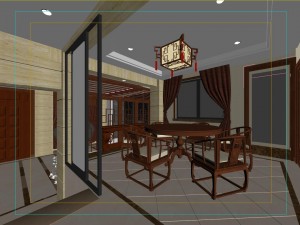fashionable chinese style reversionary dining room 1808 Model 3D