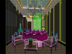 fashionable chinese reversionary dining room 1810 Model 3D