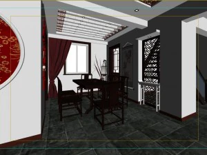 fashionable chinese reversionary dining room 181 3D Model