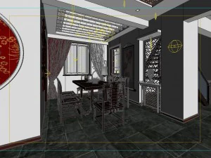 fashionable chinese reversionary dining room 181 3D Model