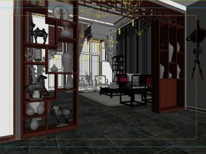 fashionable chinese reversionary dining room 181 3D 模型