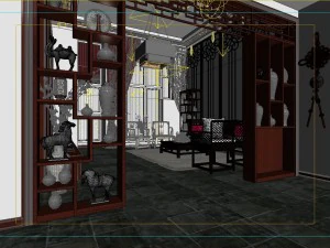 fashionable chinese reversionary dining room 181 3D Model