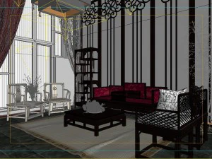 fashionable chinese reversionary dining room 181 3D Model