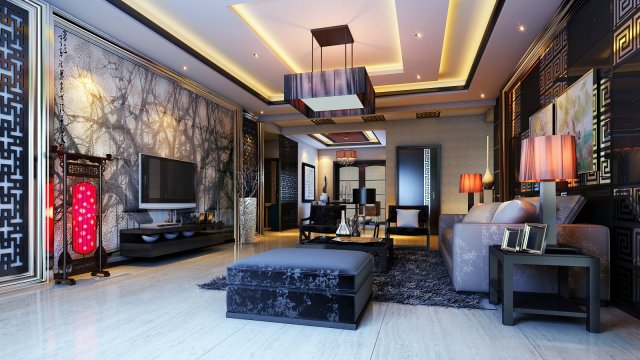 the fashionable chinese vintage dining room of 1812 3D Model .c4d .max .obj .3ds .fbx .stl .blend 