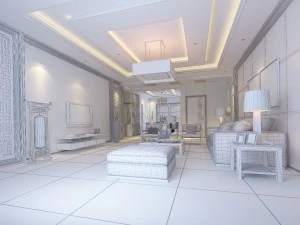 the fashionable chinese vintage dining room of 1812 3D Model
