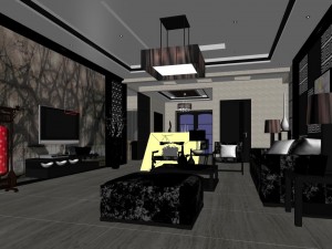 the fashionable chinese vintage dining room of 1812 3D Model