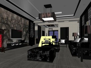 the fashionable chinese vintage dining room of 1812 3D Model