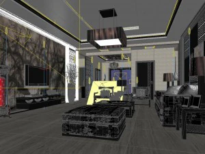 the fashionable chinese vintage dining room of 1812 3D Model