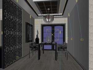 the fashionable chinese vintage dining room of 1812 3D Model