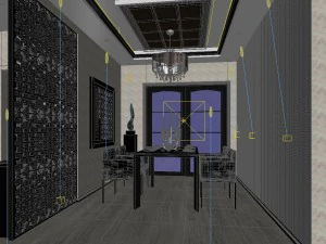 the fashionable chinese vintage dining room of 1812 3D Model