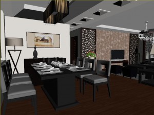 fashionable chinese vintage room restaurant 1813 Model 3D