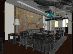 fashionable chinese vintage room restaurant 1813 Model 3D