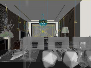 fashionable chinese vintage room restaurant 1813 Model 3D
