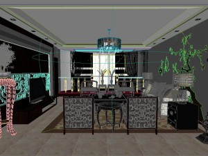 fashionable chinese vintage room restaurant 1814 3D Модель
