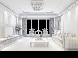 fashionable chinese style and vintage living room restaurant 1815 3D Model