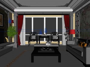 fashionable chinese style and vintage living room restaurant 1815 Modèle 3D