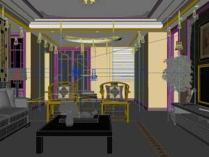 fashionable chinese style and vintage living room restaurant 1815 3D Model
