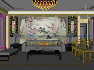fashionable chinese style and vintage living room restaurant 1815 Modèle 3D