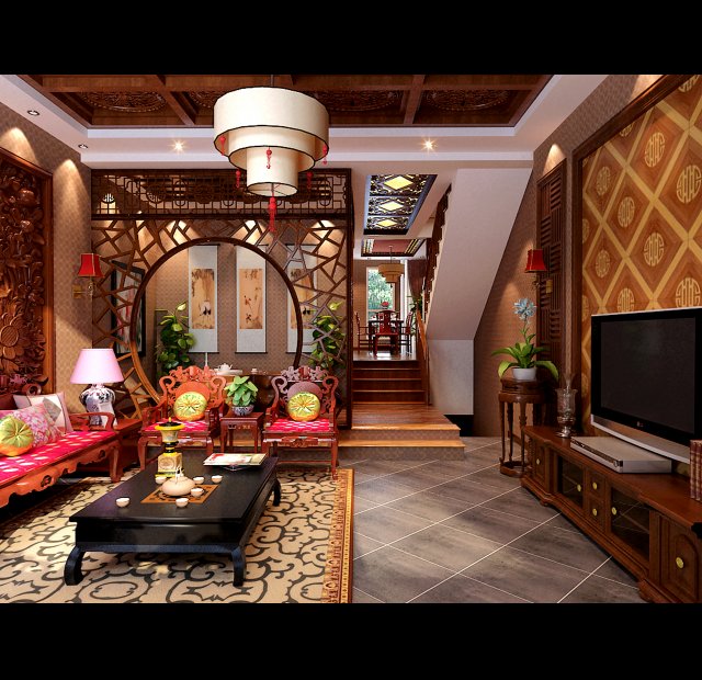 fashionable chinese reversionary dining room 1816 3D Модель .c4d .max .obj .3ds .fbx .stl .blend 