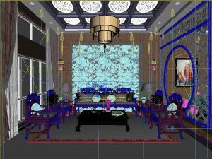 时尚中式复古餐厅1816 3D 模型