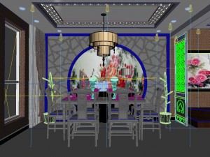 fashionable chinese reversionary dining room 1816 3D Модель