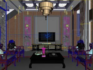 时尚中式复古餐厅1816 3D 模型