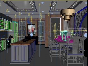 fashionable chinese reversionary dining room 1816 3D Модель