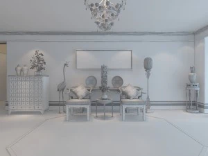 fashionable chinese style and vintage dining room 1817 3D Model