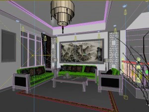 fashionable chinese reversionary dining room restaurant 1819 3D Model