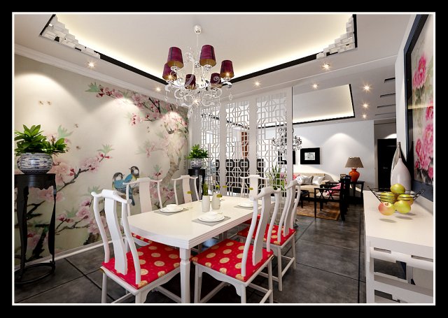 fashionable chinese vintage room restaurant 1820 3D Модель .c4d .max .obj .3ds .fbx .stl .blend 