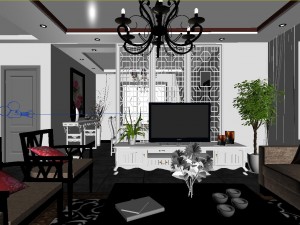 fashionable chinese vintage room restaurant 1820 3D Модель