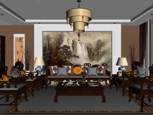 fashionable chinese style and vintage dining room 1821 Modèle 3D