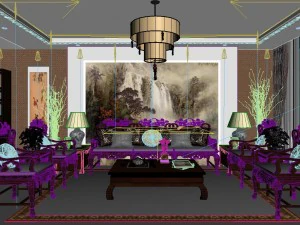 fashionable chinese style and vintage dining room 1821 3D Model