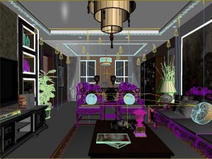 fashionable chinese style and vintage dining room 1821 Modèle 3D