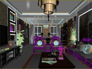 fashionable chinese style and vintage dining room 1821 3D Model
