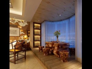 fashionable chinese vintage room restaurant 1824 3D Model