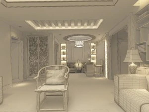 fashionable chinese vintage room restaurant 1824 3D Model