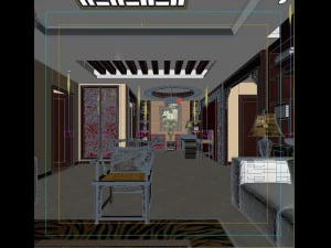 fashionable chinese vintage room restaurant 1824 3D Model