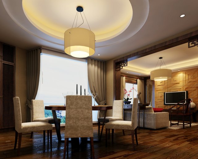 fashionable chinese reversionary dining room 1825 3D Model .c4d .max .obj .3ds .fbx .stl .blend