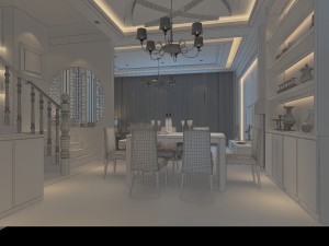 fashionable chinese style and vintage dining room 1826 3D Model