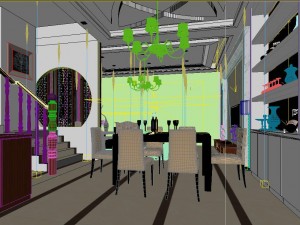 fashionable chinese style and vintage dining room 1826 3D Model
