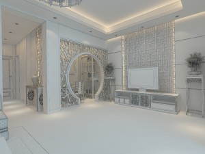 fashionable chinese reversionary dining room 1827 Modèle 3D