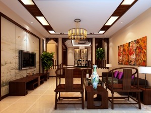 fashionable chinese style and vintage living room restaurant 1828 3D Модель