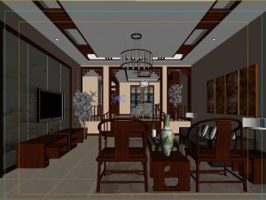 fashionable chinese style and vintage living room restaurant 1828 3D Модель