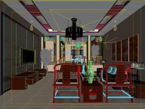 fashionable chinese style and vintage living room restaurant 1828 3D Модель