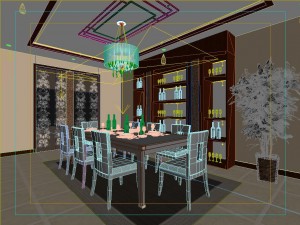 fashionable chinese style and vintage living room restaurant 1828 3D Модель