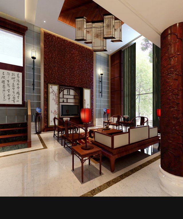 fashionable chinese reversionary dining room restaurant 1829 Modelo 3D .c4d .max .obj .3ds .fbx .stl .blend 