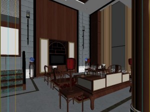 fashionable chinese reversionary dining room restaurant 1829 Modelo 3D