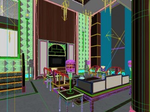 fashionable chinese reversionary dining room restaurant 1829 Modelo 3D