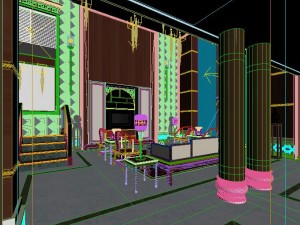 fashionable chinese reversionary dining room restaurant 1829 Modelo 3D